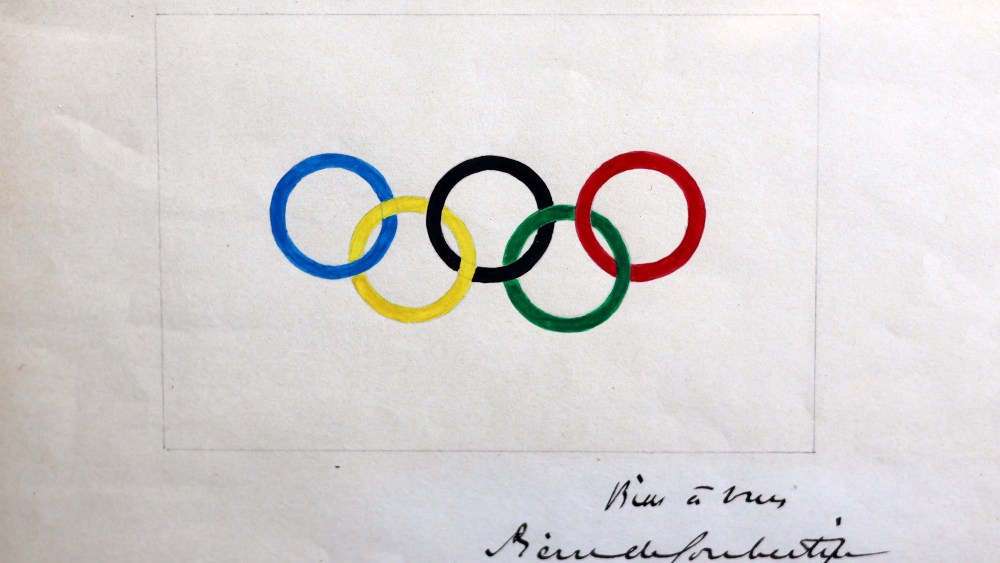 Original sketch of the Olympic Pictograms by Pierre Coubertin from 1913 at the Musée du Luxembourg’s exhibition.