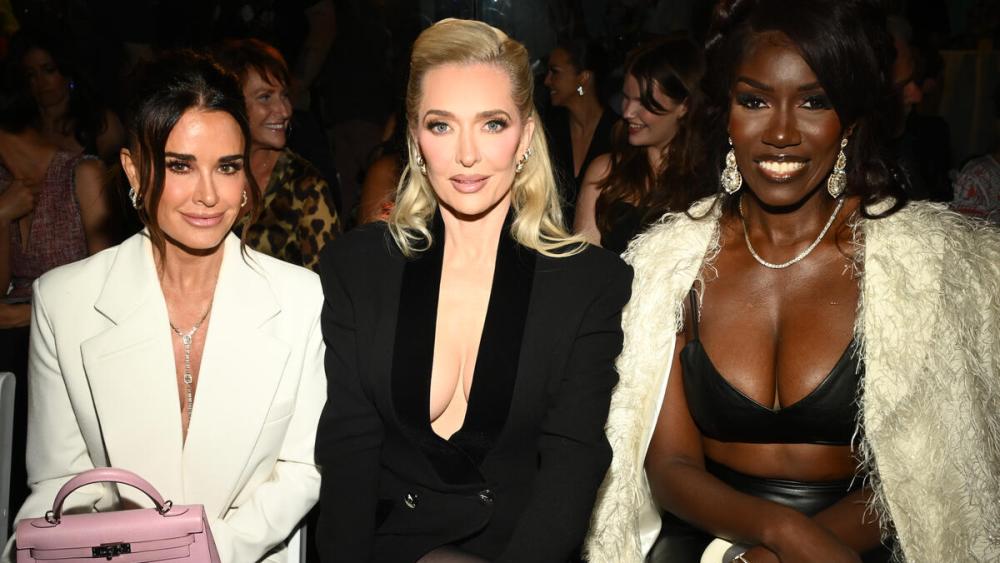 Kyle Richards, Erika Jayne and Bozoma Saint John, sutton stracke fashion brand runway show, real housewives of beverly hills
