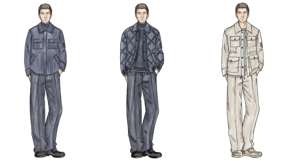 Sketches of the Canali off-field uniforms for the FC Internazionale Milano soccer players.