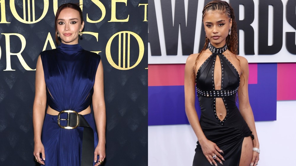 NEW YORK, NEW YORK - JUNE 03: Olivia Cooke attends HBO's "House Of The Dragon" Season 2 Premiere at Hammerstein Ballroom on June 03, 2024 in New York City. (Photo by Jamie McCarthy/Getty Images) LOS ANGELES, CALIFORNIA - JUNE 30: Tyla attends the 2024 BET Awards at Peacock Theater on June 30, 2024 in Los Angeles, California. (Photo by Amy Sussman/Getty Images), celebrities wearing cut-out dresses
