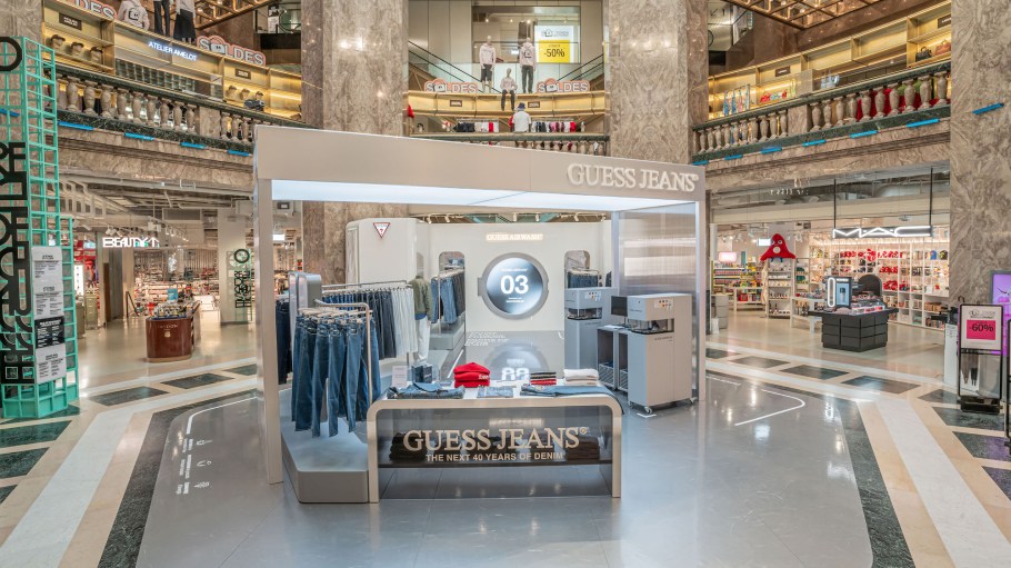 Guess is rolling out Guess Airwash, a technology that eliminates the use of pumice stones and significantly decreases water and energy consumption.