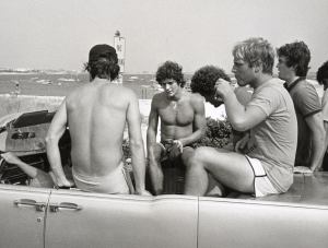 John F. Kennedy Jr. and Friends during Kennedy Family During Labor Day Weekend In Hyannis Port - August 31, 1980 at Kennedy Compound Pier in Hyannis Port, Massachusetts, United States.