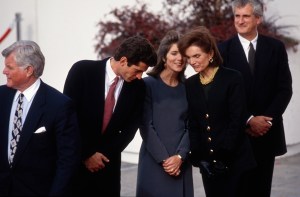 Ted Kennedy, John-John Kennedy, Carolyn Kennedy and husband Edwin Schlossberg and Jackie Kennedy