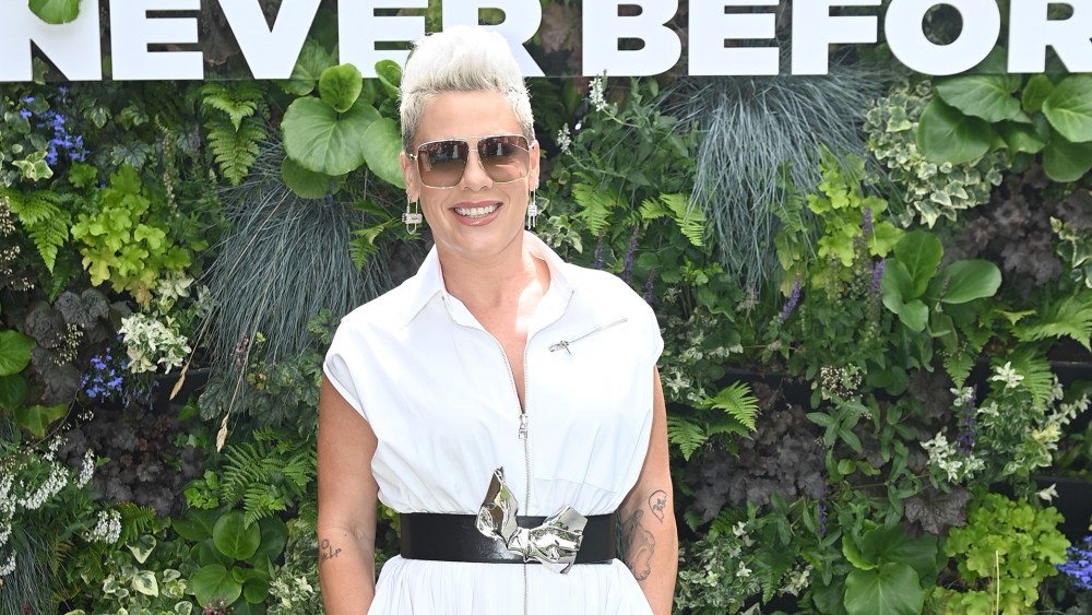 WIMBLEDON, ENGLAND - JULY 12: P!nk attends day ten of the Wimbledon Tennis Championships at the All England Lawn Tennis and Croquet Club on July 12, 2024 in Wimbledon, England. (Photo by Stuart C. Wilson/Getty Images for AELTC)