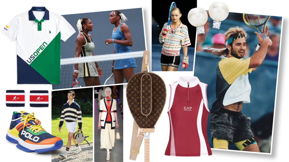 tennis products and tennis players mood board collage of imagery