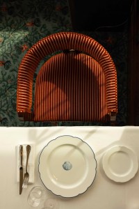 A chair and table setting at Ciro's restaurant in Deauville