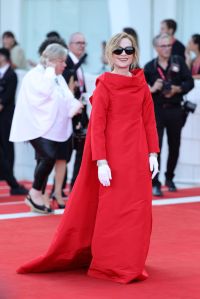 VENICE, ITALY - AUGUST 28: Jury President Isabelle Huppert attends a red carpet for the movie "Beetlejuice Beetlejuice" during the 81st Venice International Film Festival at  on August 28, 2024 in Venice, Italy. (Photo by Andreas Rentz/Getty Images)