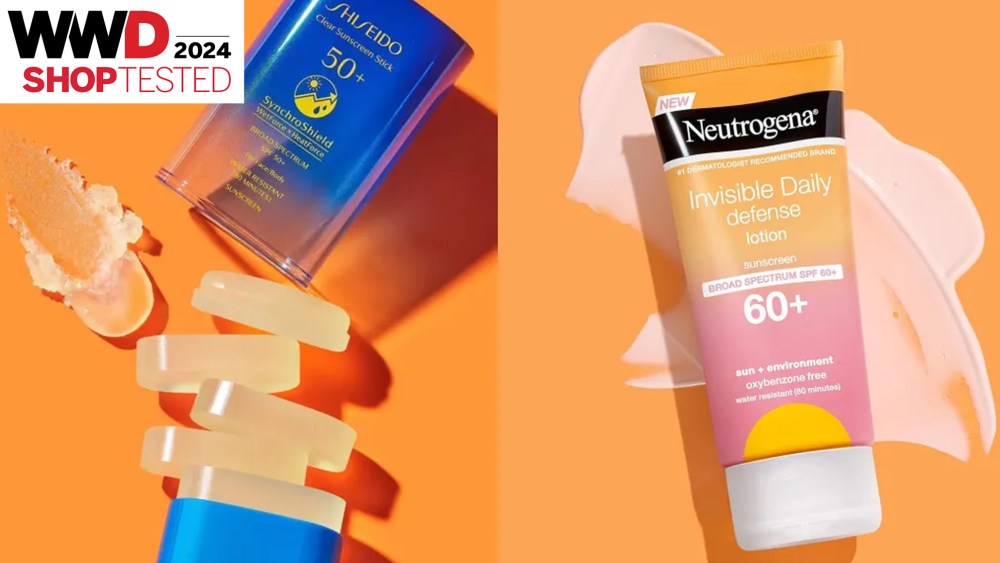 Two of the best Target sunscreens our editors tested on orange backgrounds