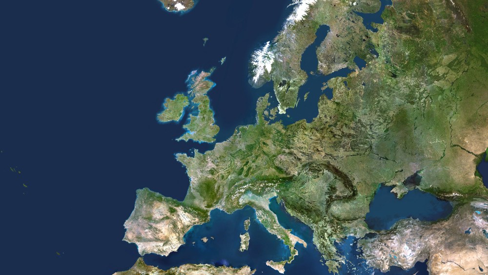 A bird's eye view of Europe.