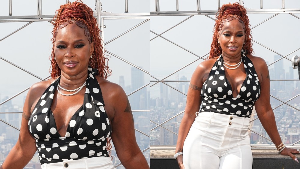 Mary J. Blige visits the Empire State, Dolce & Gabbana, polka dots, 1950s, retro, vintage