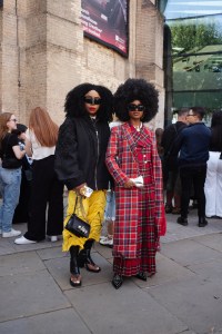 Street style during the Spring 2024 London Fashion Week Ready To Wear Runway Shows on September 16, 2023 in London, England.
