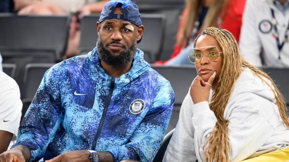 LeBron James, left, and Savannah James, right, at the 2024 Paris Olympic on Aug. 7.