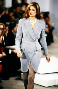 Cindy Crawford on the runway in the Donna Karan Spring 1992 Ready-to-Wear show.