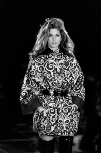 Cindy Crawford on the runway at the Gianni Versace Fall 1991 Ready-to-Wear show.