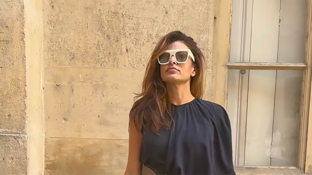 Eva Mendes wears Stella McCartney at 2024 Paris Olympics.