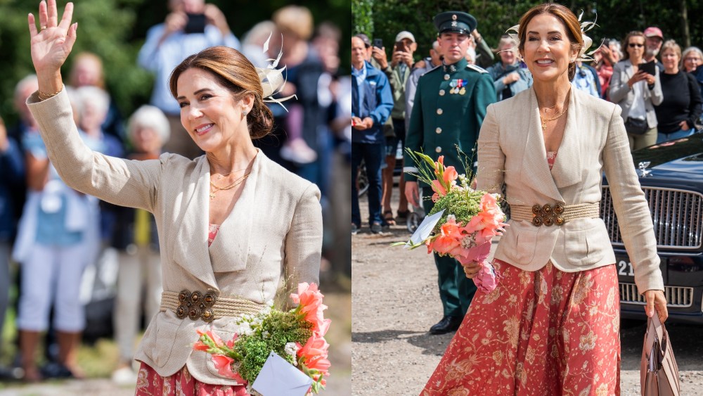queen mary of denmark wears ralph lauren and zimmermann on Aug. 21, 2024.