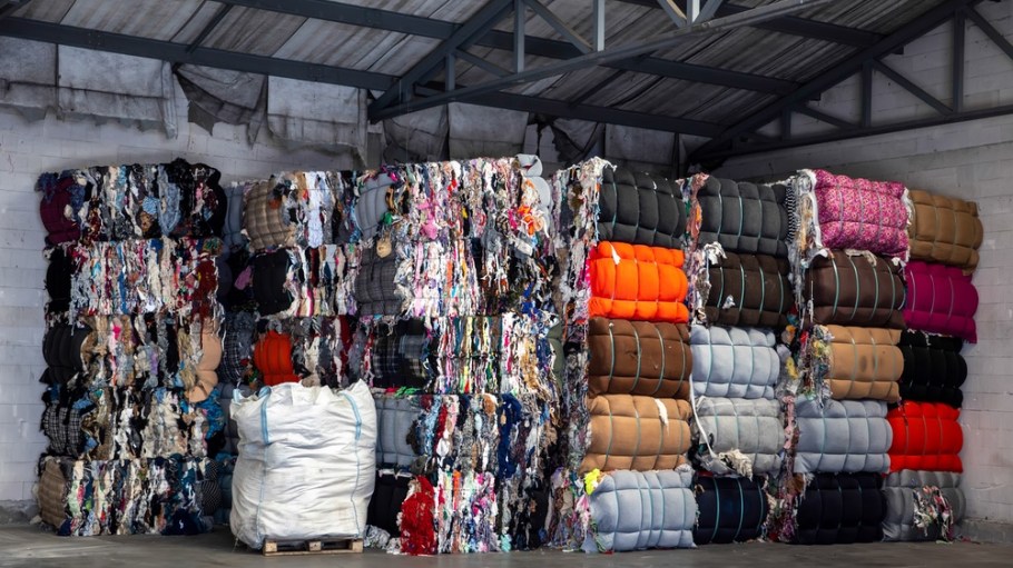 Textiles in bales.