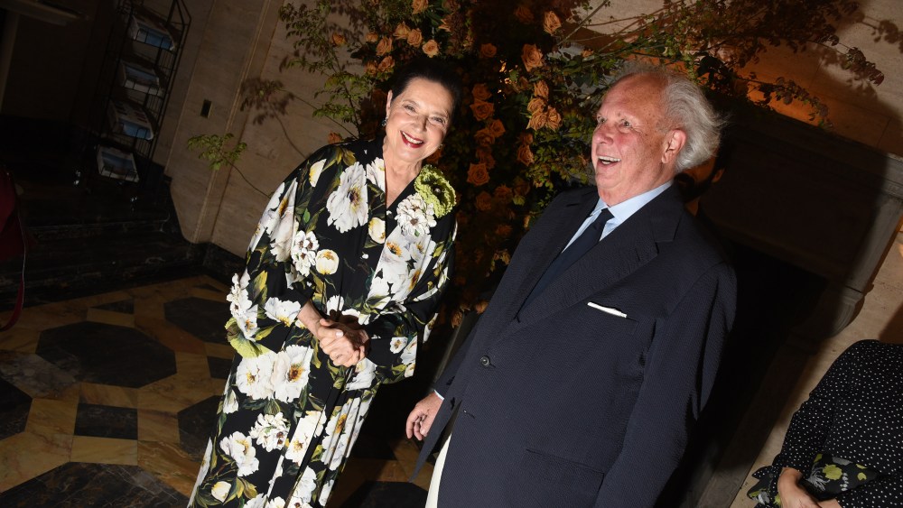 Isabella Rossellini and Graydon Carter at the Bloomingdales x Air Mail Event during New York Ready to Wear Fashion Week on September 5, 2024 in New York, New York.