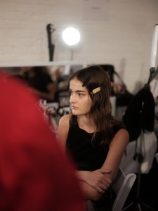 Backstage at Sandy Liang spring 2025 ready-to-wear show at New York Fashion Week.