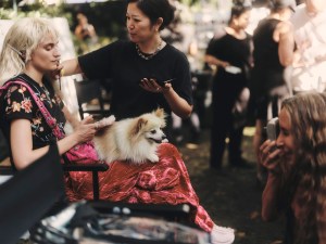 Backstage at the Collina Strada Spring 2025 ready-to-wear show at New York Fashion Week.