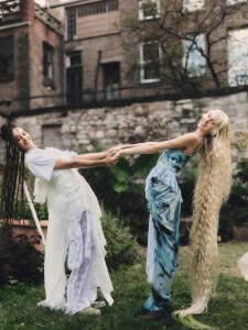 Backstage at the Collina Strada Spring 2025 ready-to-wear show at New York Fashion Week.
