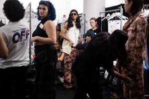 Backstage at the Off-White spring 2025 ready-to-wear show at New York Fashion Week.
