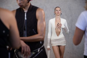 Backstage at the Off-White spring 2025 ready-to-wear show at New York Fashion Week.