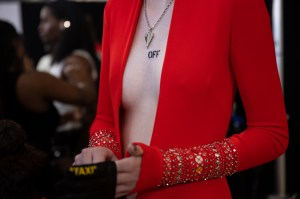 Backstage at the Off-White spring 2025 ready-to-wear show at New York Fashion Week.