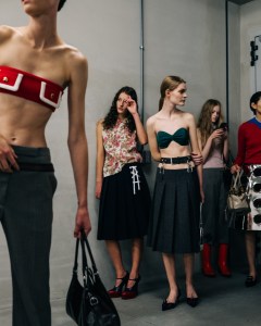 Backstage at Prada Spring 2025 Ready-to-Wear CollectionA