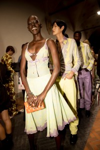 Backstage at Versace Spring 2025 Ready-To-Wear Collection at Milan Fashion Week