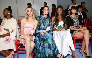 Moses Ingram, Chloe Fineman, Lainey Wilson, Gabrielle Thomas and Nina Dobrev at the Carolina Herrera Spring 2025 Ready-to-Wear show