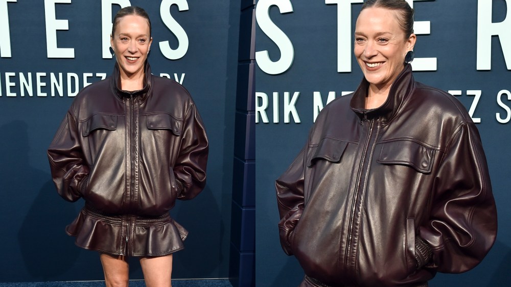 Chloe Sevigny, Phoebe Philo, bomber jacket, leather, Monsters: The Lyle and Erik Menendez Story, premiere