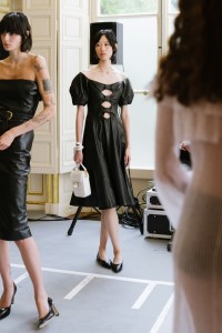 Backstage at Gabriela Hearst Spring 2025 Ready-to-Wear Collection at Paris Fashion Week