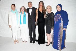 Orna Shragai, Yael Braudo-Bahat, George Clooney, Amal Clooney, Reem Soud Jebreen Alhajara, Hyam Tanus at The Albies, Clooney Foundation for Justice - Arrivals on September 26, 2024 in New York, New York.