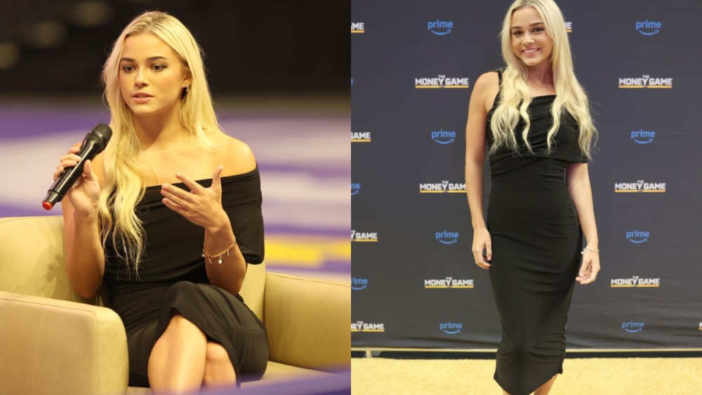 Livvy Dunne black dress, at world premiere of Amazon Prime's "The Money Game."