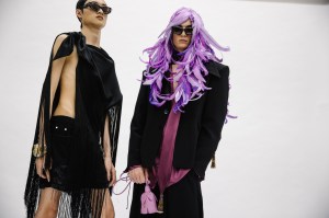 Backstage at the Palomo Spain spring 2025 ready-to-wear show at New York Fashion Week.
