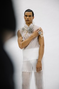Backstage at the Palomo Spain spring 2025 ready-to-wear show at New York Fashion Week.