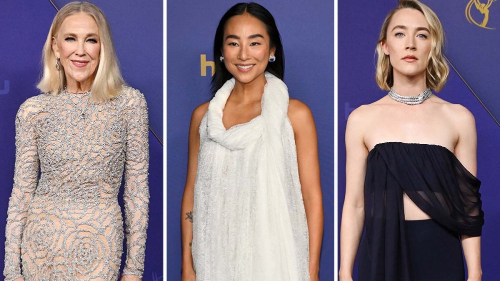 Catherine O'Hara, sheer dresses trend on 2024 Emmy's Award red carpet, Saoirse Ronan, Greta lee