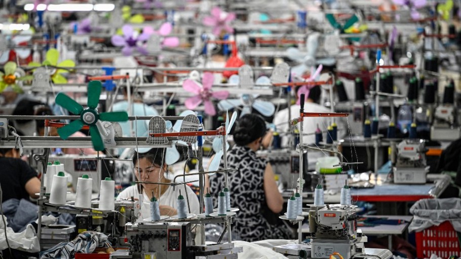 Workers at a supplier for Shein in China's Guangdong province in June.