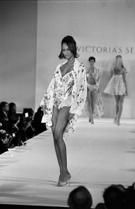 Tyra Banks models lingerie during the spring 1996 Victoria's Secret runway show at the Plaza Hotel in New York City on February 6, 1996.