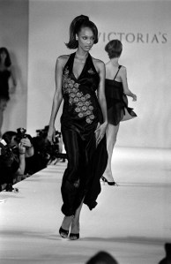 Tyra Banks models lingerie during the spring 1996 Victoria's Secret runway show at the Plaza Hotel in New York City on February 6, 1996.