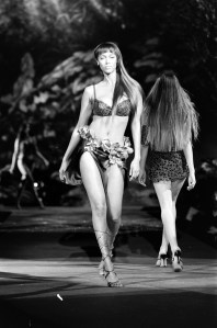 Tyra Banks displays lingerie during the fifth annual Victoria's Secret spring fashion show at Cipriani Wall Street in New York City on February 3, 1999.