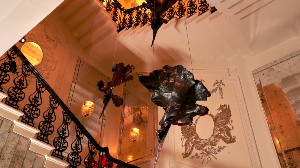 Wallace Chan's sculptural installation "Petals" at Annabel's.