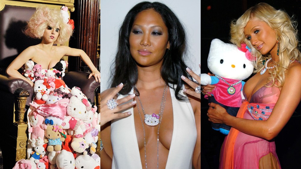 Lady Gaga, Kimora Lee Simmons and Paris Hilton wearing Hello Kitty clothing and jewelry.