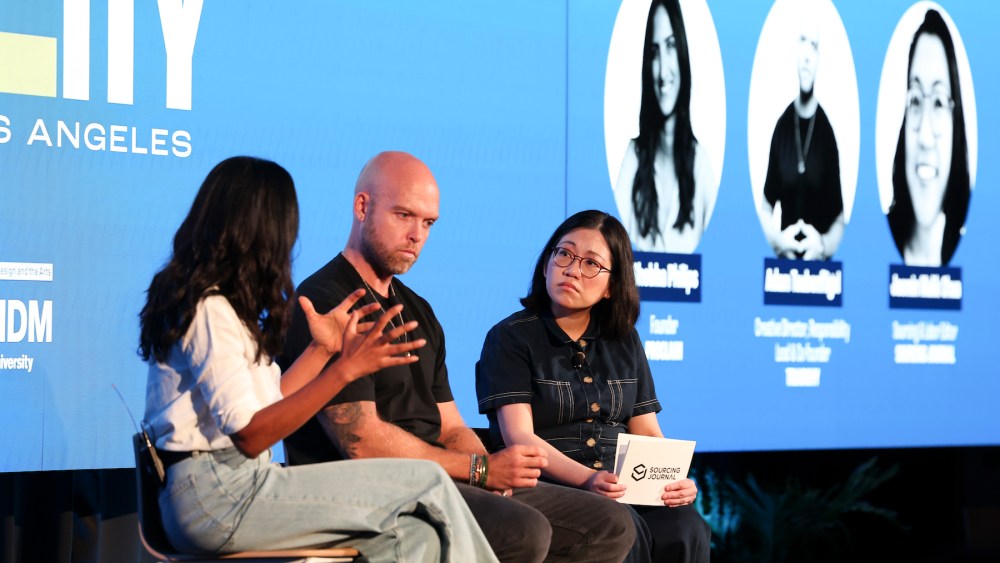 From left: Shobha Philips, founder of Proclaim; Adam Taubenfligel, co-founder, creative director and responsiblity lead at Triarchy; and Jasmin Malik Chua, sourcing and labor editor at Sourcing Journal.