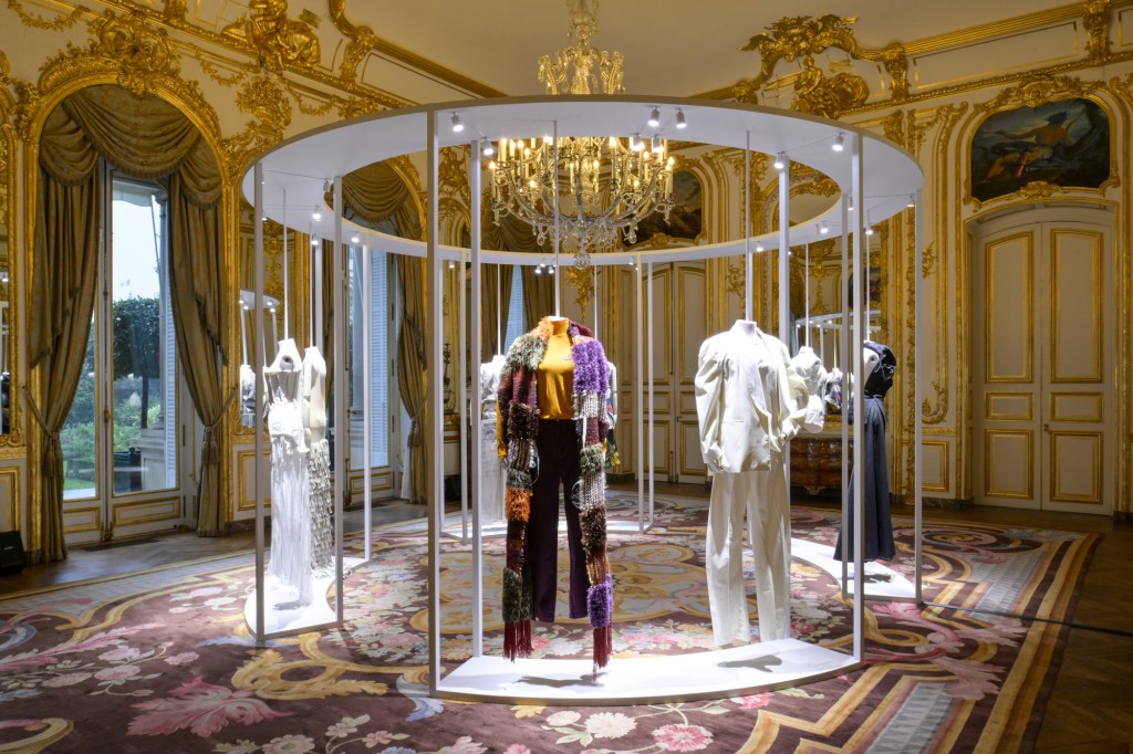 Looks by on display inside the U.S. ambassador official residence in Paris.