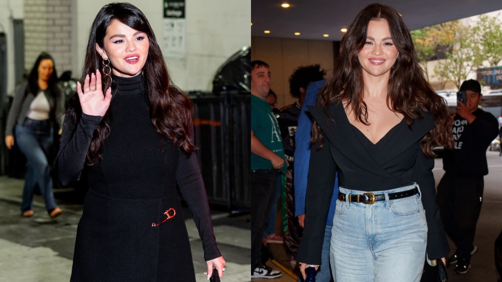 Selena Gomez in New York on Oct. 1, Prada dress, minimalism, black