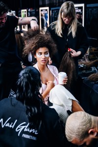 Imaan Hammam backstage at the Victoria Secret Fashion Show