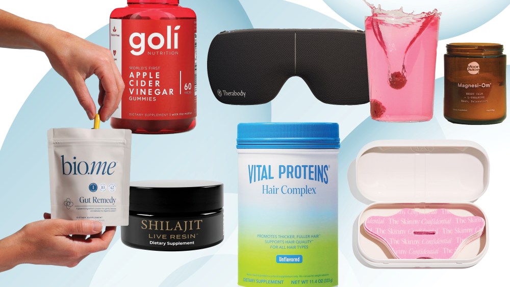 Bio.me Gut Remedy, Golí Apple Cider Vinegar Gummies, Therabody Smart Goggles, Moon Juice Magnesi-Om, The Skinny Confidential Mouth Tape, Vital Proteins Hair Complex, Cymbiotika Shilajit