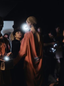 Backstage at the Giorgio Armani Spring 2025 ready-to-wear show